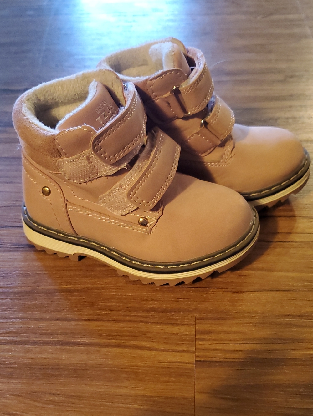 Kids Double-Strap Pink Ankle Boots - Warm Lined